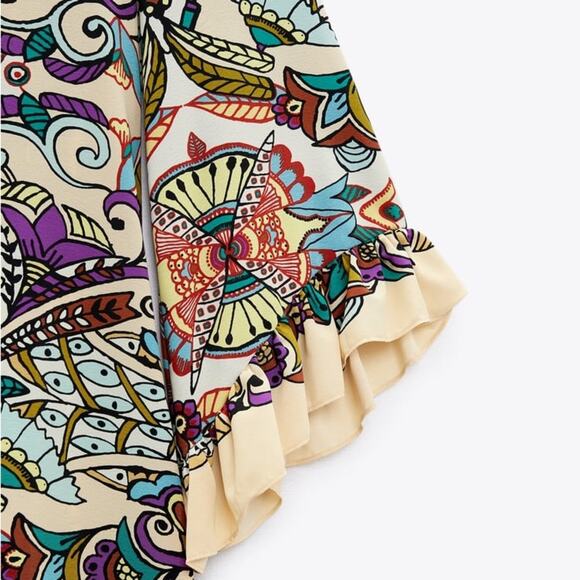 ZARA BLOGGER FAVORITE PRINTED MIDI DRESS MULTICOLORED - Picture 10 of 13